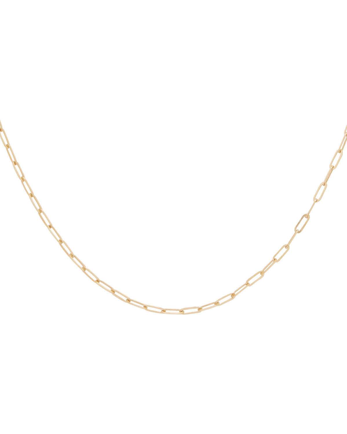 14K Solid Gold Baby Paperclip Chain Necklace