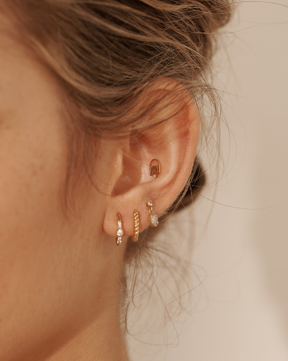 14K Solid Gold Dawn Single Stud | S-kin Studio Jewelry | Ethical Piercing Earrings