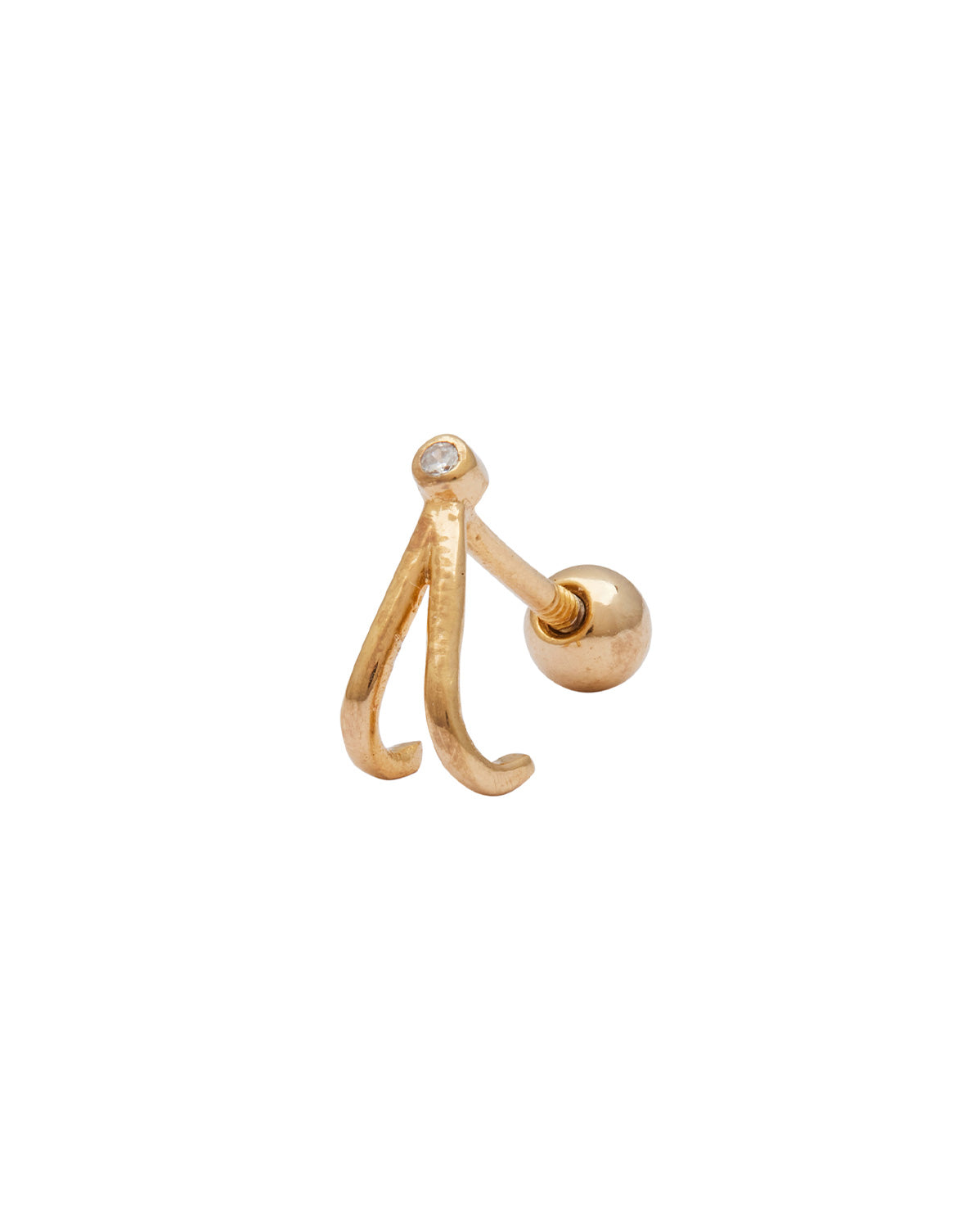 14K Solid Gold Faye Wishbone Single Stud | S-kin Studio Jewelry | Ethical Piercing Earrings