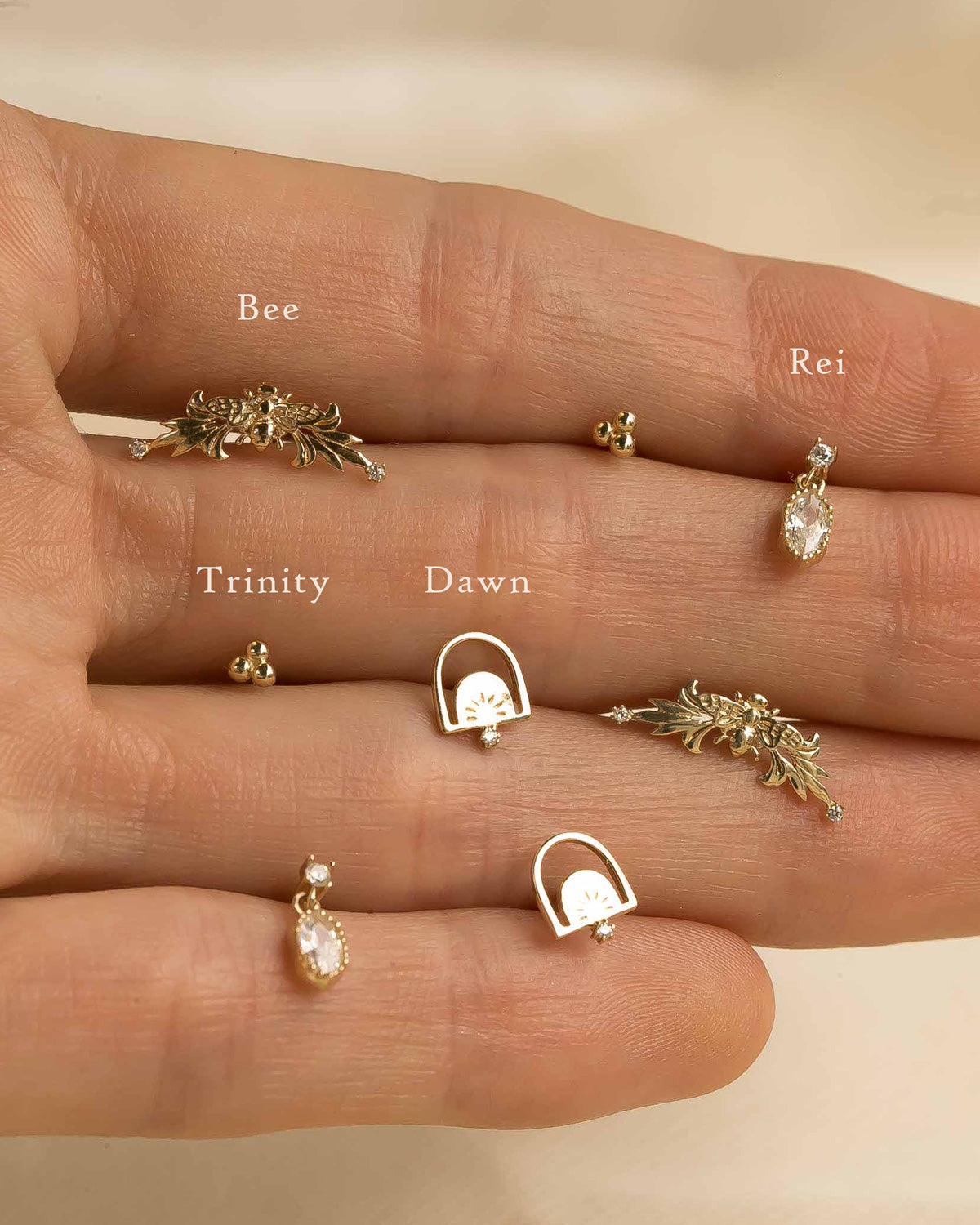 14K Solid Gold Dawn Single Stud | S-kin Studio Jewelry | Ethical Piercing Earrings