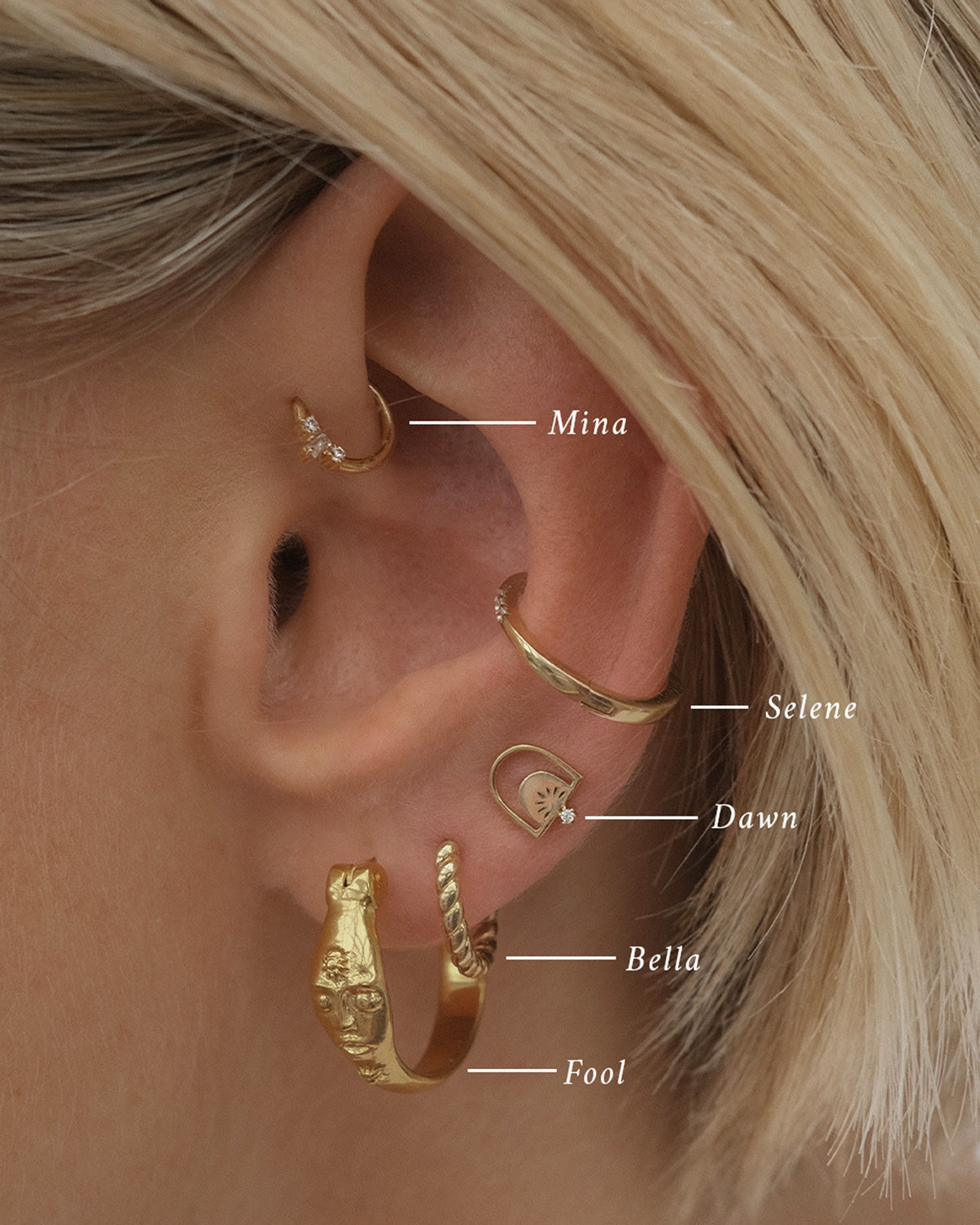 14K Solid Gold Dawn Single Stud | S-kin Studio Jewelry | Ethical Piercing Earrings