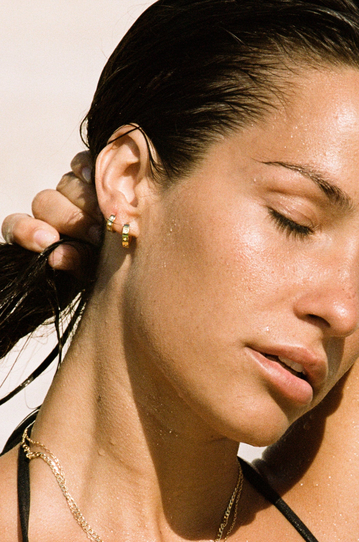 Solid Gold Aurelia Gemstone Huggie Hoops