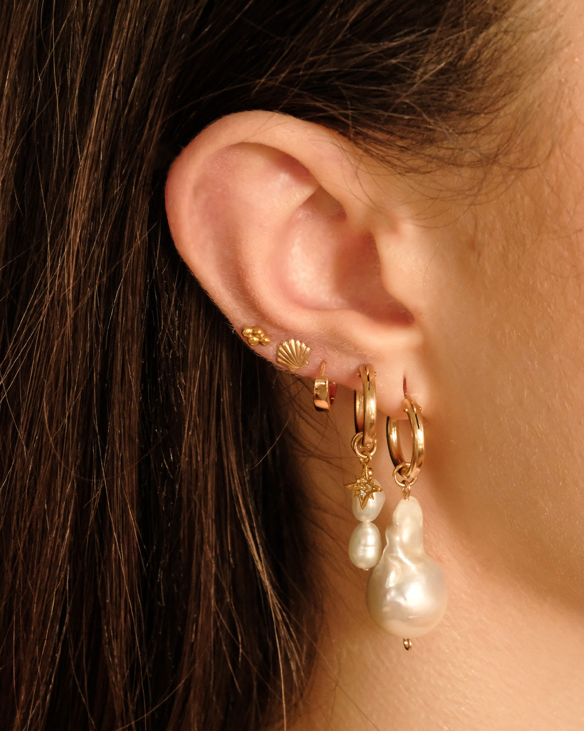 Aphrodite Baroque Pearl Earrings (Single Pearl) - S-kin Studio Jewelry | Minimal Jewellery That Lasts.