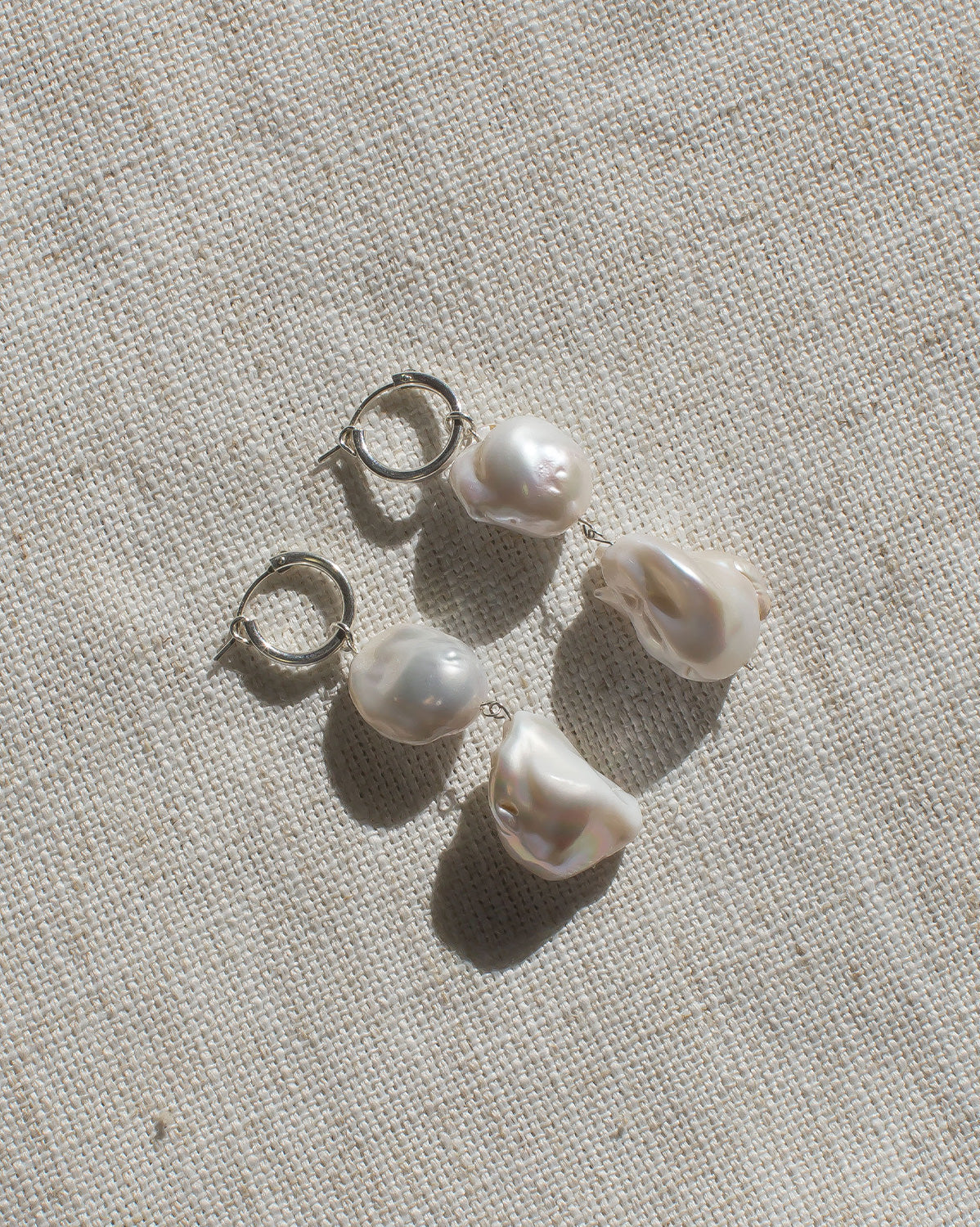 Aphrodite Baroque Double Pearl Silver Earrings | S-kin Studio Jewelry | Ethical Pearl Wedding Earrings