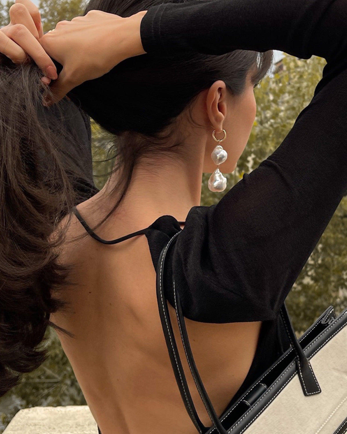 Aphrodite Baroque Pearl Earrings (Double Pearl)