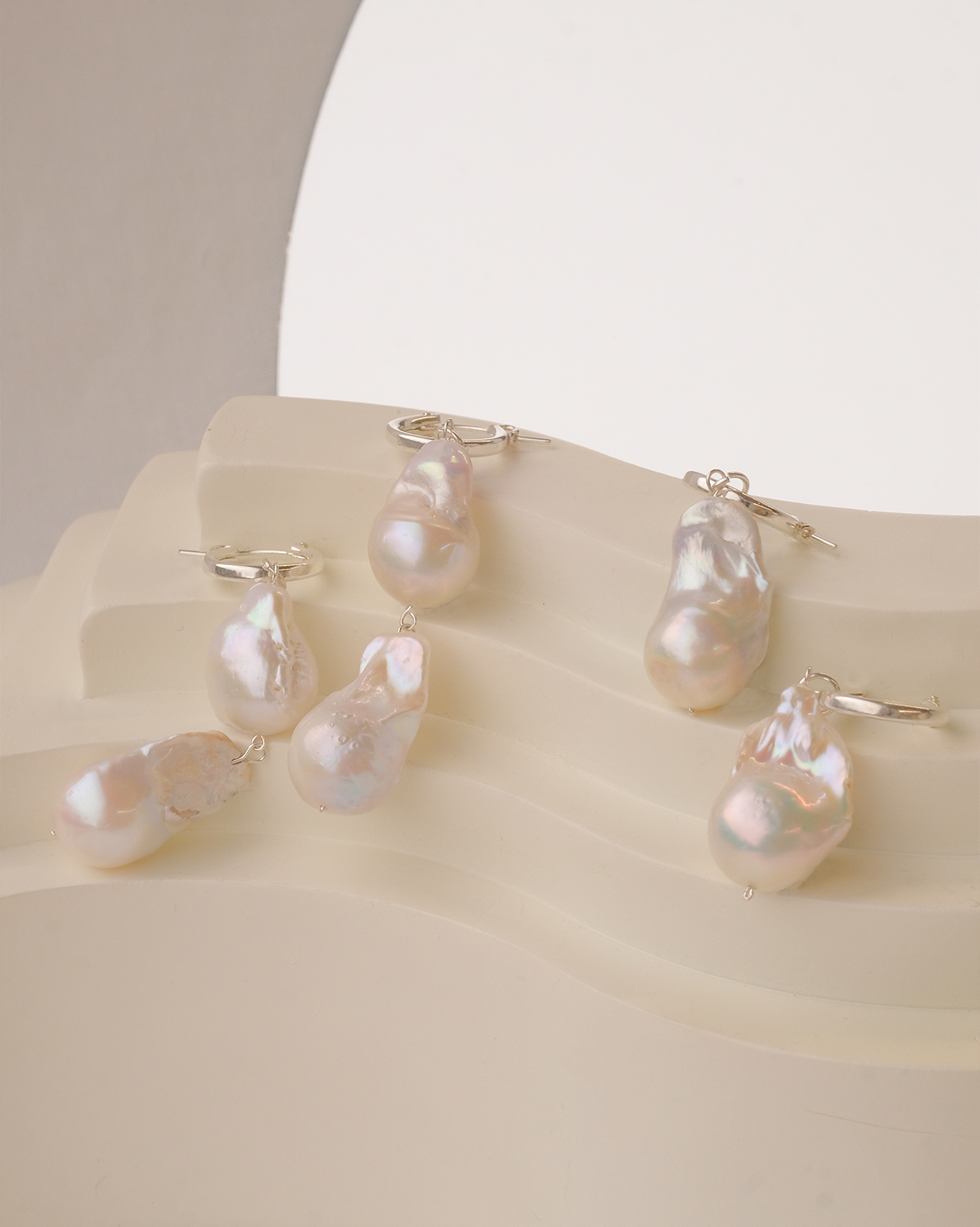 Aphrodite Baroque Double Pearl Silver Earrings | S-kin Studio Jewelry | Ethical Pearl Wedding Earrings