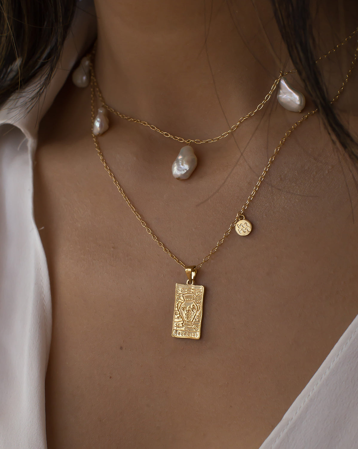 Aquarius Zodiac Necklace - S-kin Studio Jewelry | Minimal Jewellery That Lasts.
