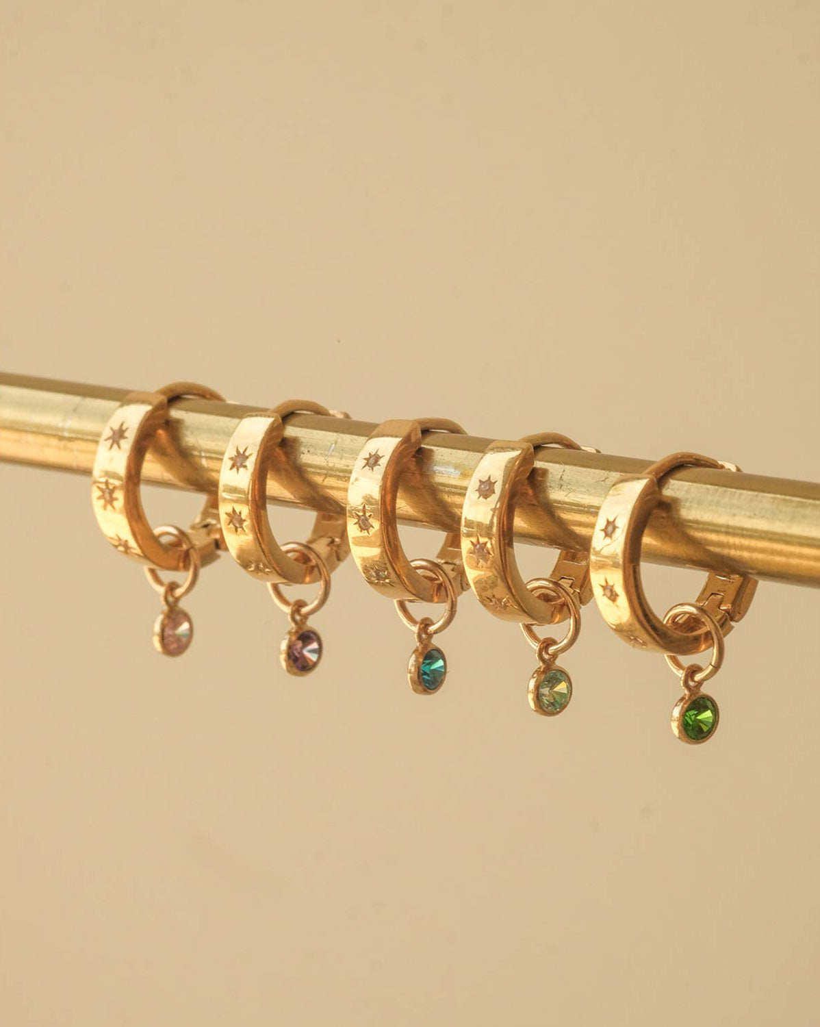 Solid Gold Aurora Bold Gemstone Hoops
