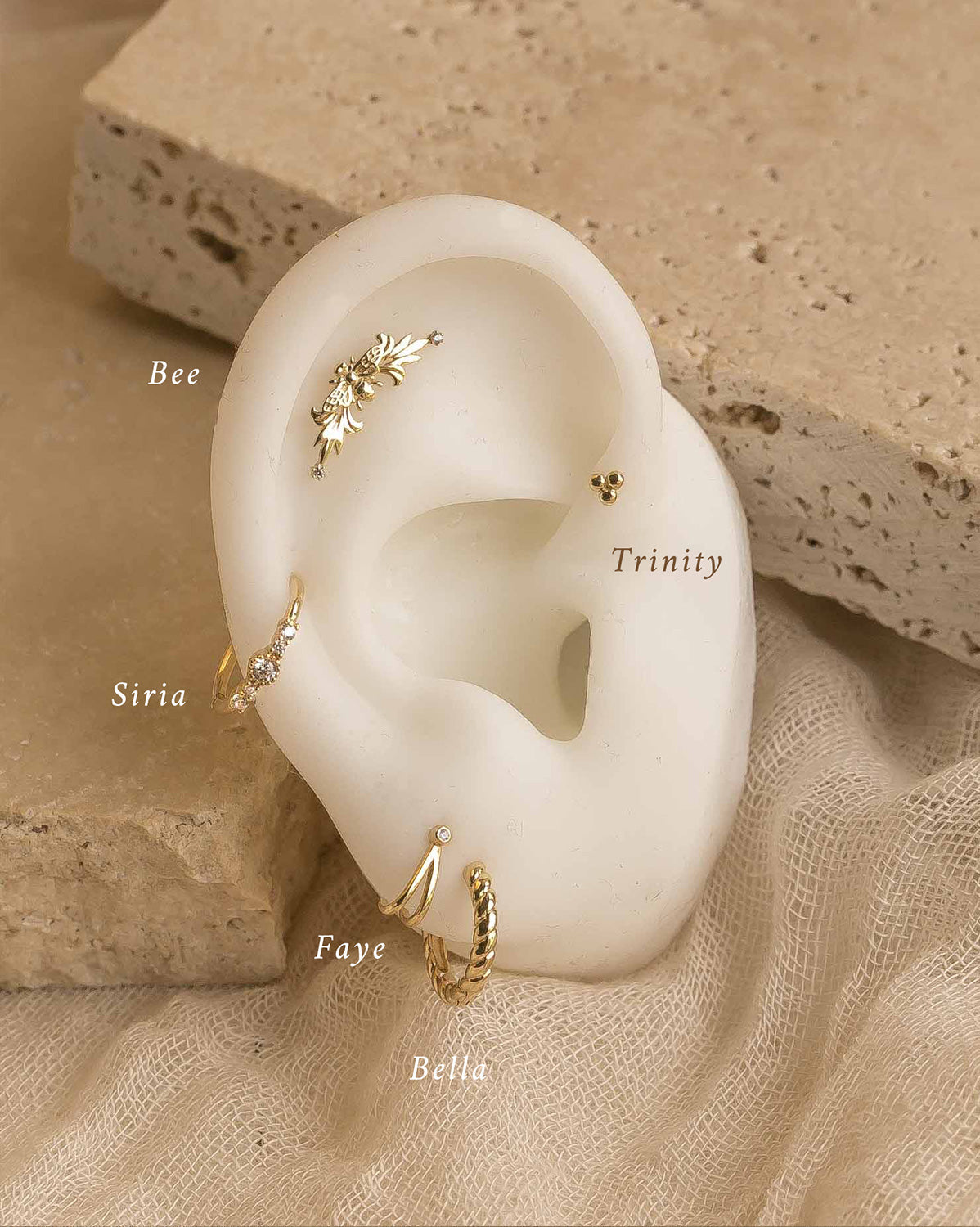14K Solid Gold Faye Wishbone Single Stud | S-kin Studio Jewelry | Ethical Piercing Earrings