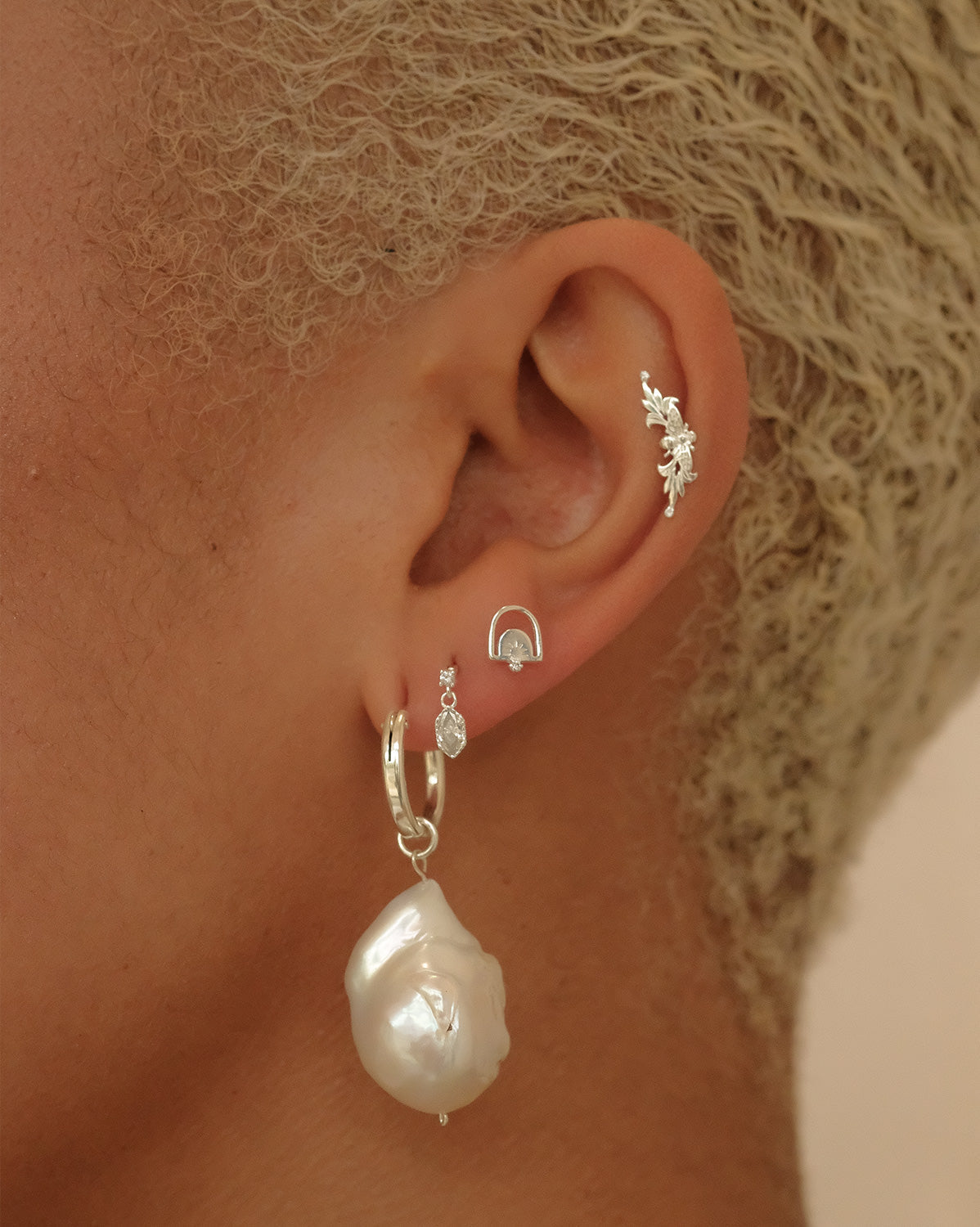 Sterling Silver Dawn Single Stud | S-kin Studio Jewelry | Ethical Piercing Earrings