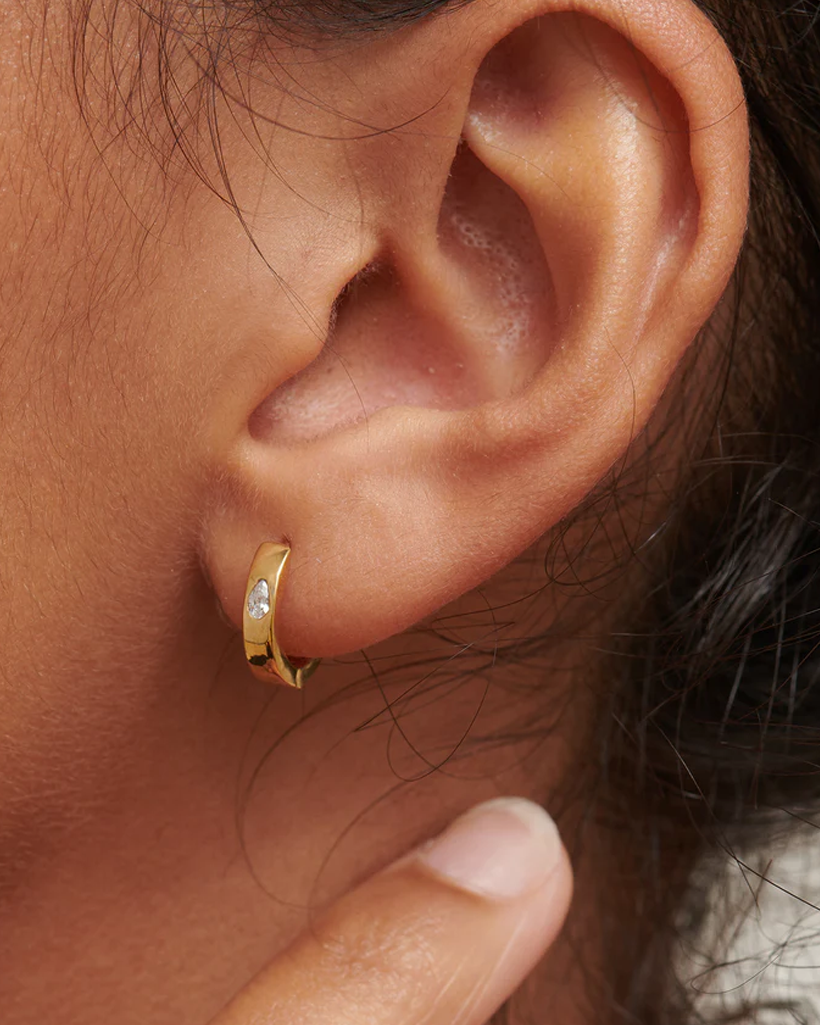 Fahari Solid Gold Pear Gemstone Hoops | 9K Solid Gold Earrings | S-kin Studio Jewelry | Ethical Jewelry That Lasts