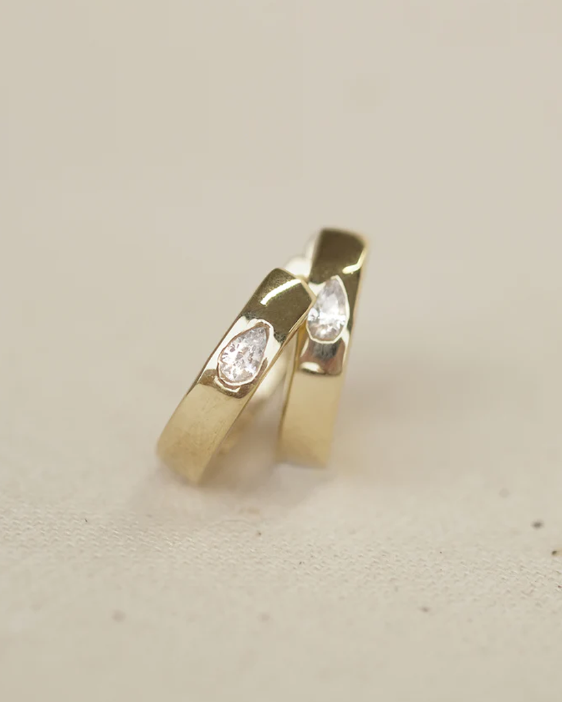 Fahari Solid Gold Pear Gemstone Hoops | 9K Solid Gold Earrings | S-kin Studio Jewelry | Ethical Jewelry That Lasts