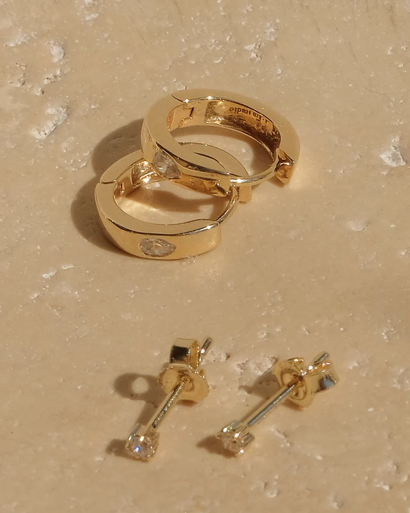 Fahari Solid Gold Pear Gemstone Hoops | 9K Solid Gold Earrings | S-kin Studio Jewelry | Ethical Jewelry That Lasts