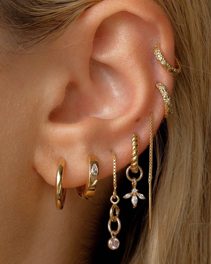 Fahari Solid Gold Pear Gemstone Hoops | 9K Solid Gold Earrings | S-kin Studio Jewelry | Ethical Jewelry That Lasts