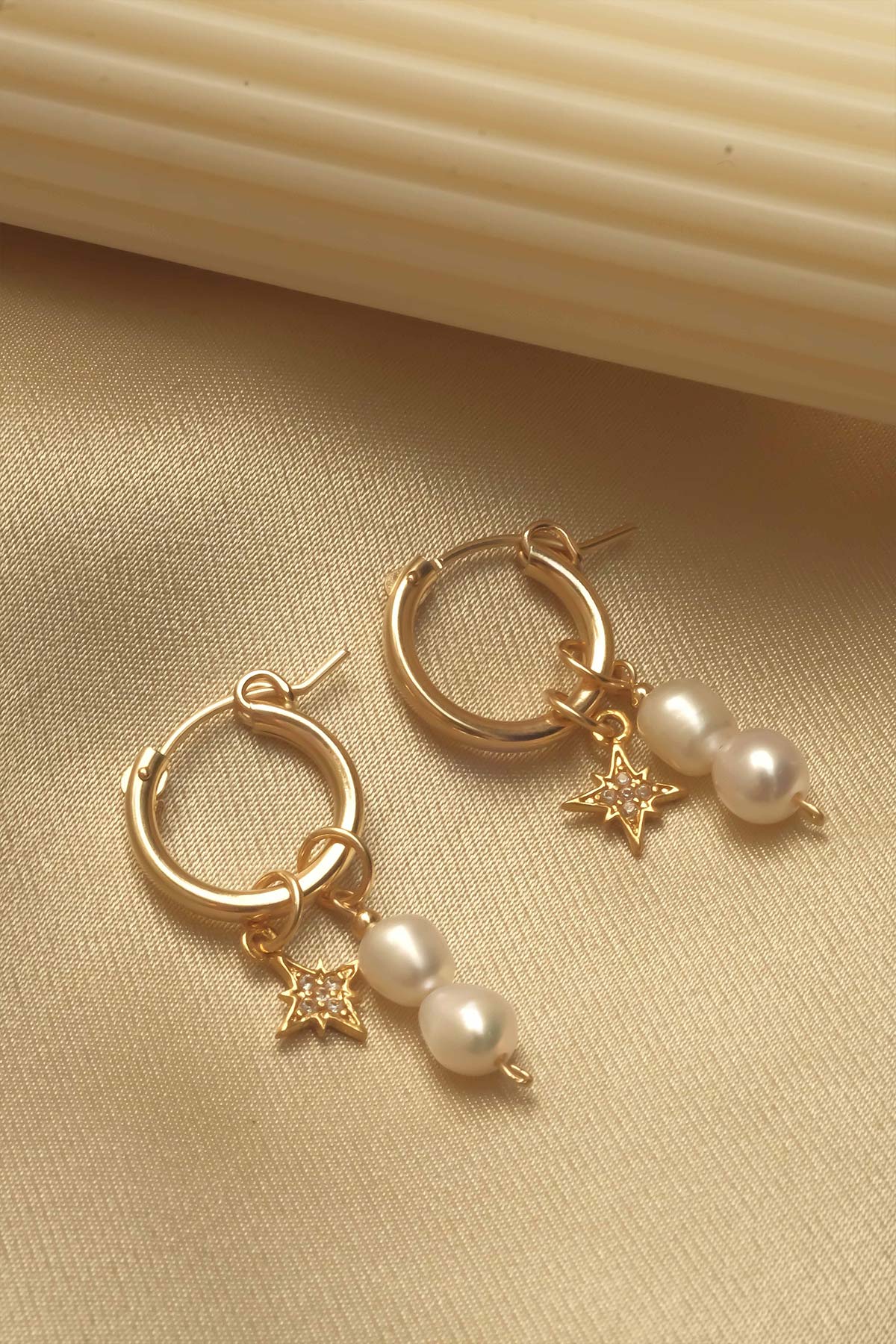 Hailey Double Pearl Starburst Hoops