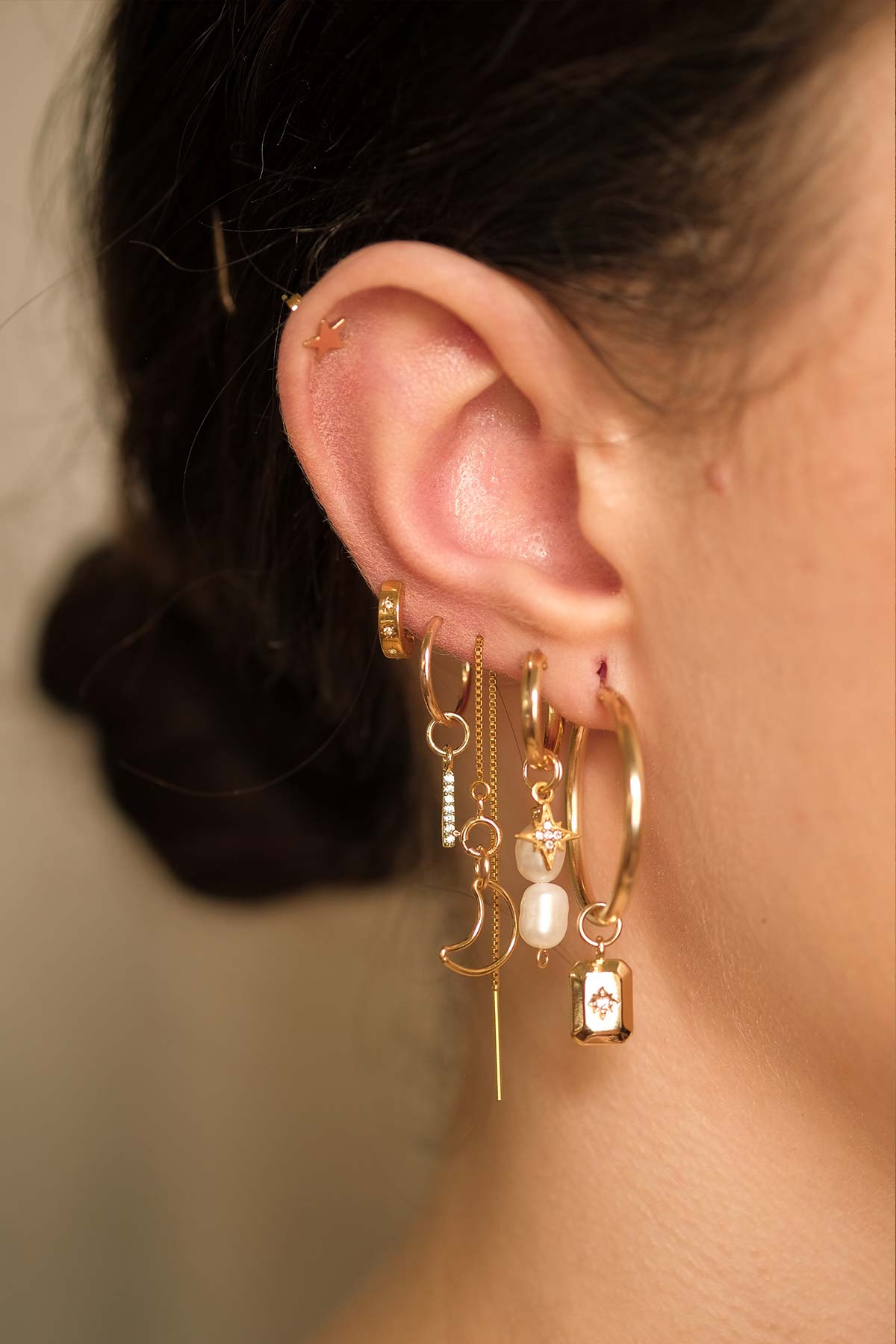 Hailey Double Pearl Starburst Hoops