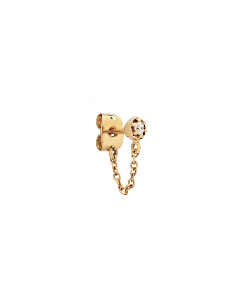 Ingrid Solid Gold Chain Stud | 9K Solid Gold Earrings | S-kin Studio Jewelry | Ethical Jewelry That Lasts