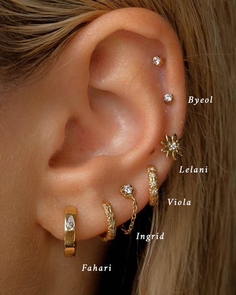 Ingrid Solid Gold Chain Stud | 9K Solid Gold Earrings | S-kin Studio Jewelry | Ethical Jewelry That Lasts