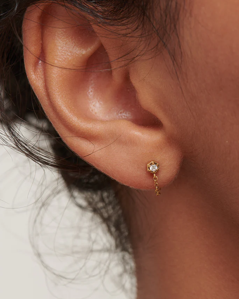 Ingrid Solid Gold Chain Stud | 9K Solid Gold Earrings | S-kin Studio Jewelry | Ethical Jewelry That Lasts
