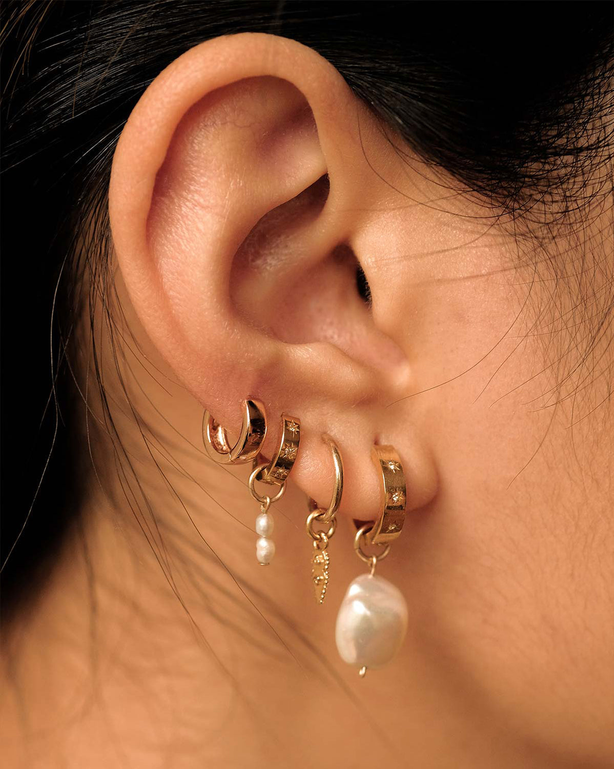 Gold Ivy Huggie Hoops - S-kin Studio Jewelry | Minimal Jewellery That Lasts.