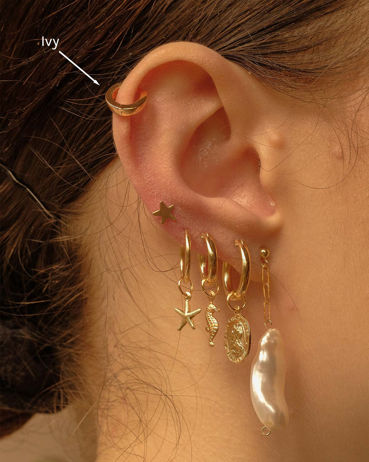 Gold Ivy Huggie Hoops - S-kin Studio Jewelry | Minimal Jewellery That Lasts.