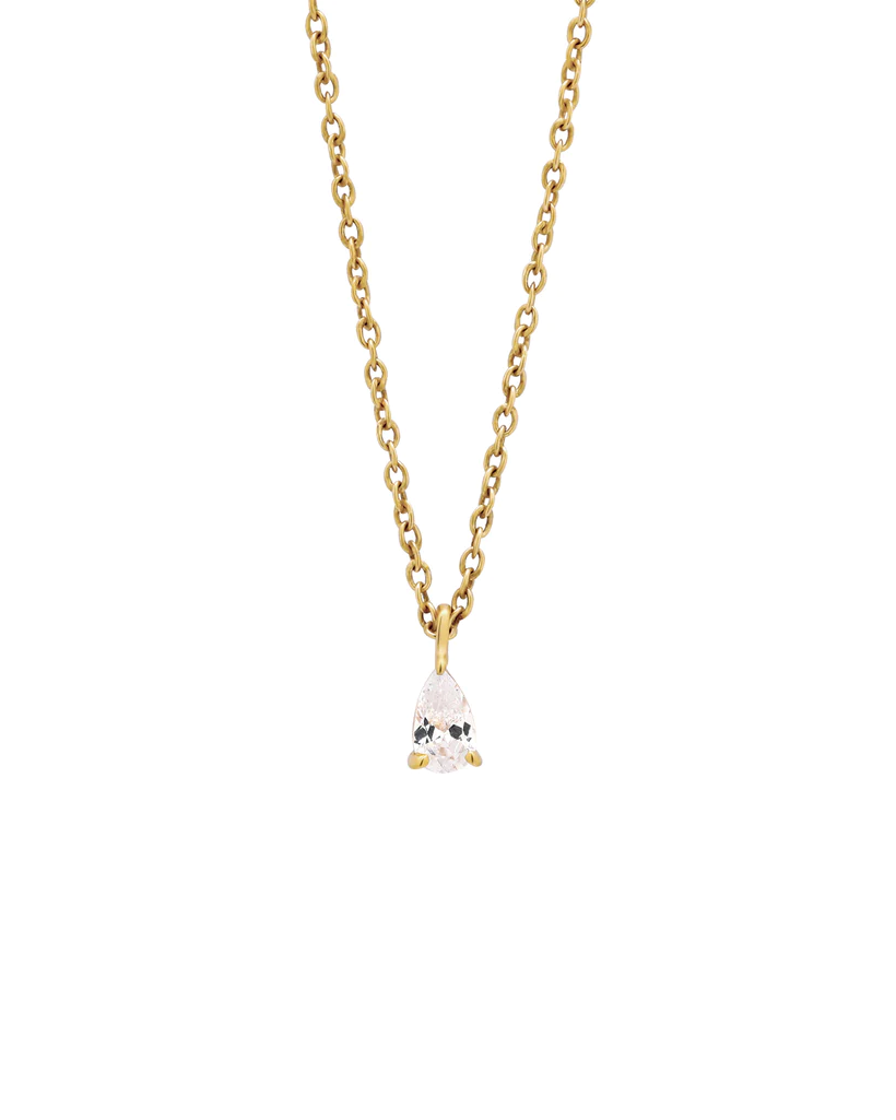 Kate Solid Gold Pear Diamond Necklace | 9K Solid Gold Necklaces | S-kin Studio Jewelry | Ethical Jewelry That Lasts