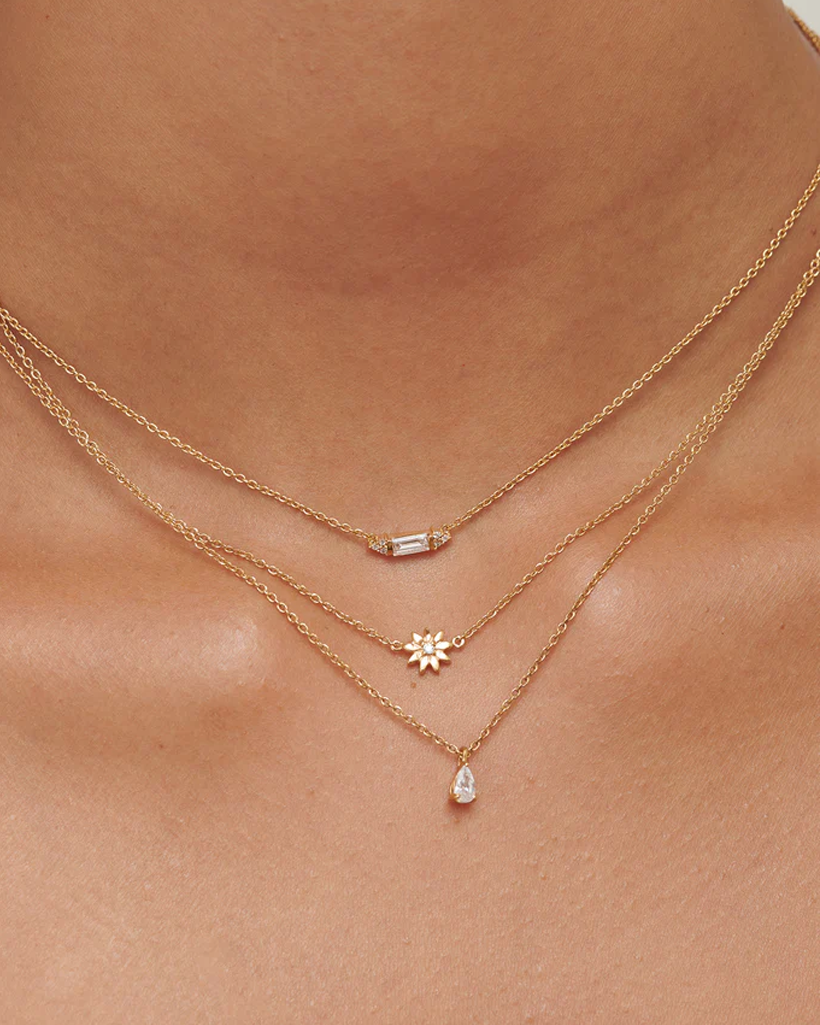 Kate Solid Gold Pear Diamond Necklace | 9K Solid Gold Necklaces | S-kin Studio Jewelry | Ethical Jewelry That Lasts