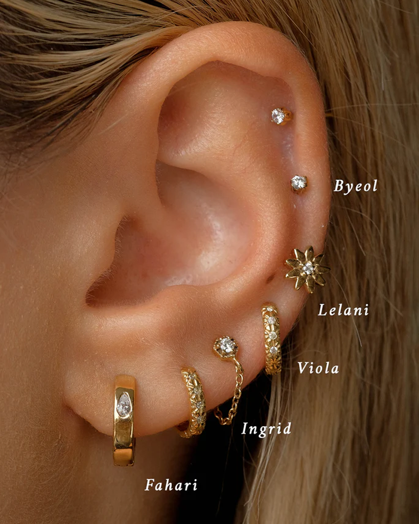 Leilani Solid Gold Flower Diamond Stud | 9K Solid Gold Earrings | S-kin Studio Jewelry | Ethical Jewelry That Lasts