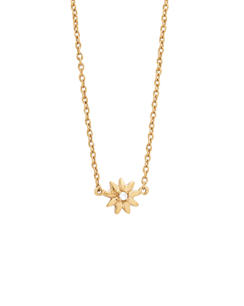 Marguerite Solid Gold Flower Diamond Necklace | 9K Solid Gold Necklaces | S-kin Studio Jewelry | Ethical Jewelry That Lasts