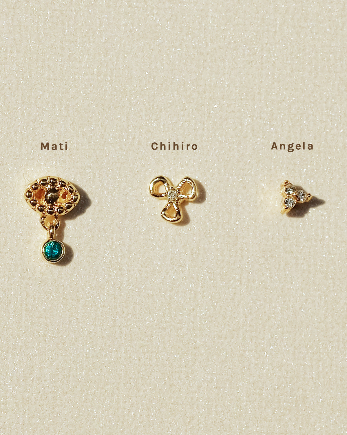 14K Solid Gold Chihiro Flower Stud