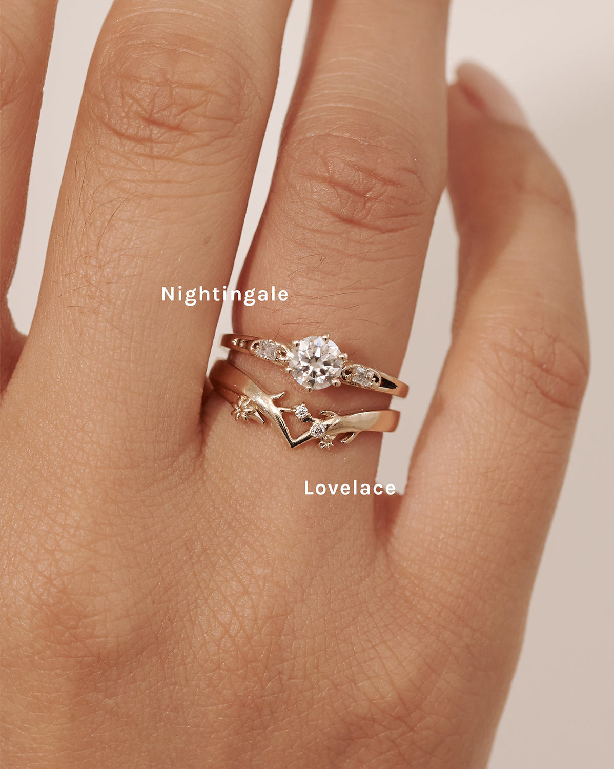 White Gold Lovelace Wishbone Ring