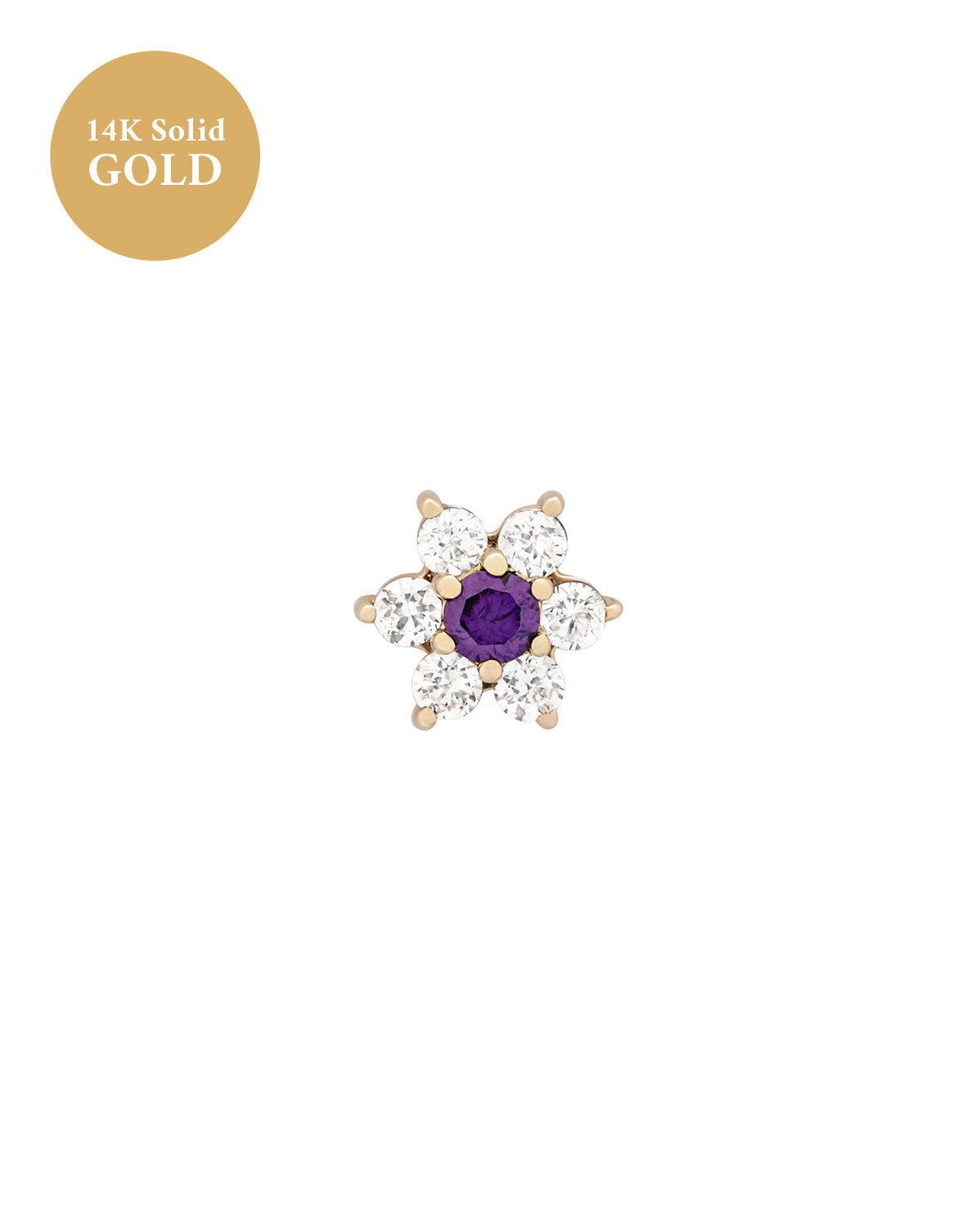 14K Solid Gold Ren Lotus Single Stud