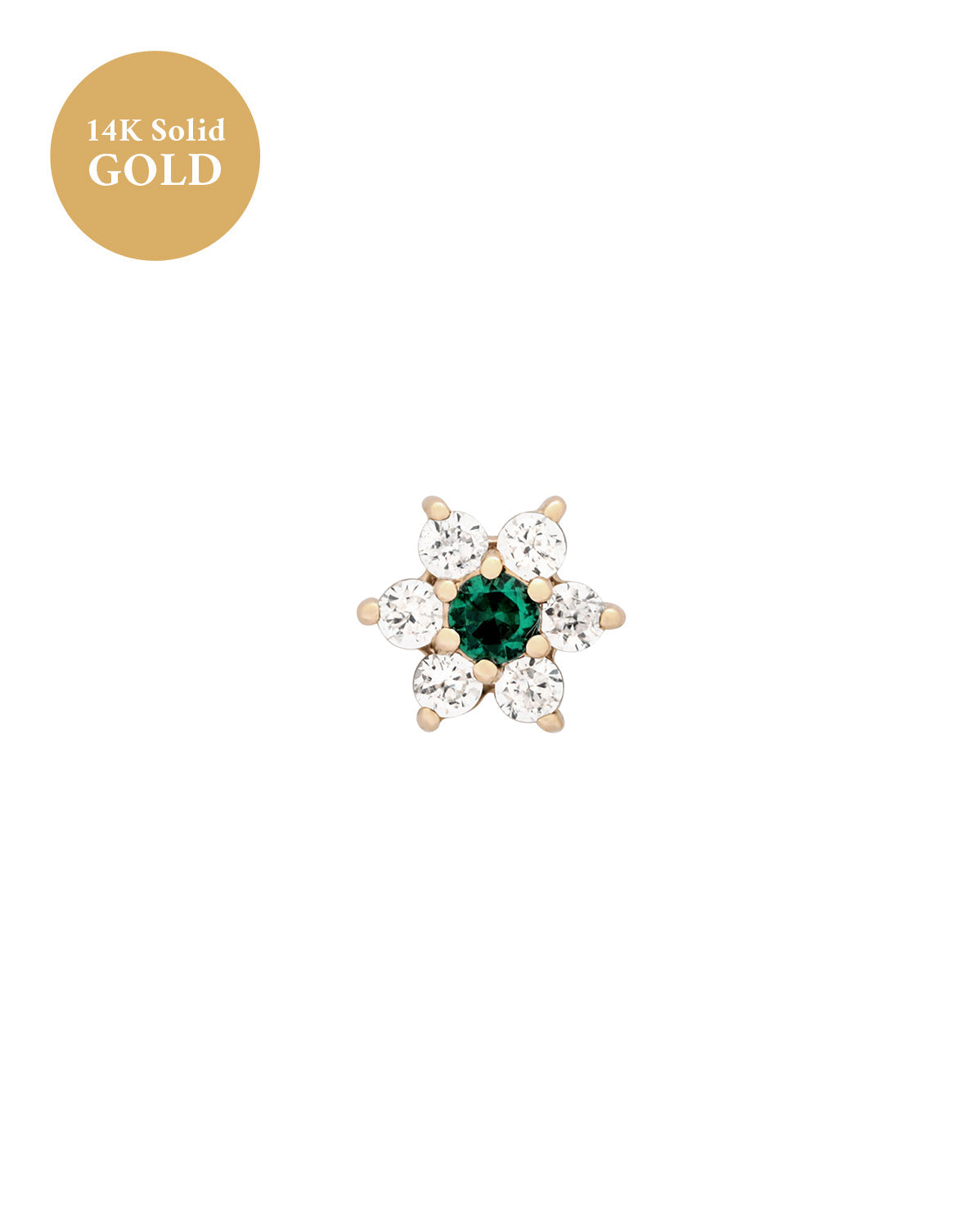 14K Solid Gold Ren Lotus Single Stud