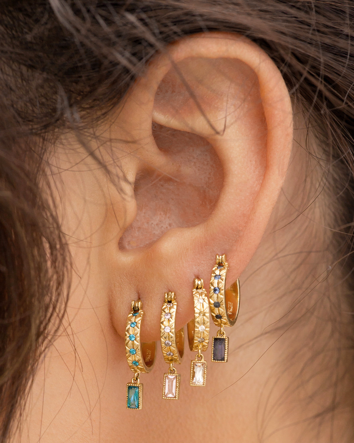 Sara September Birthstone Hoops - Sapphire CZ