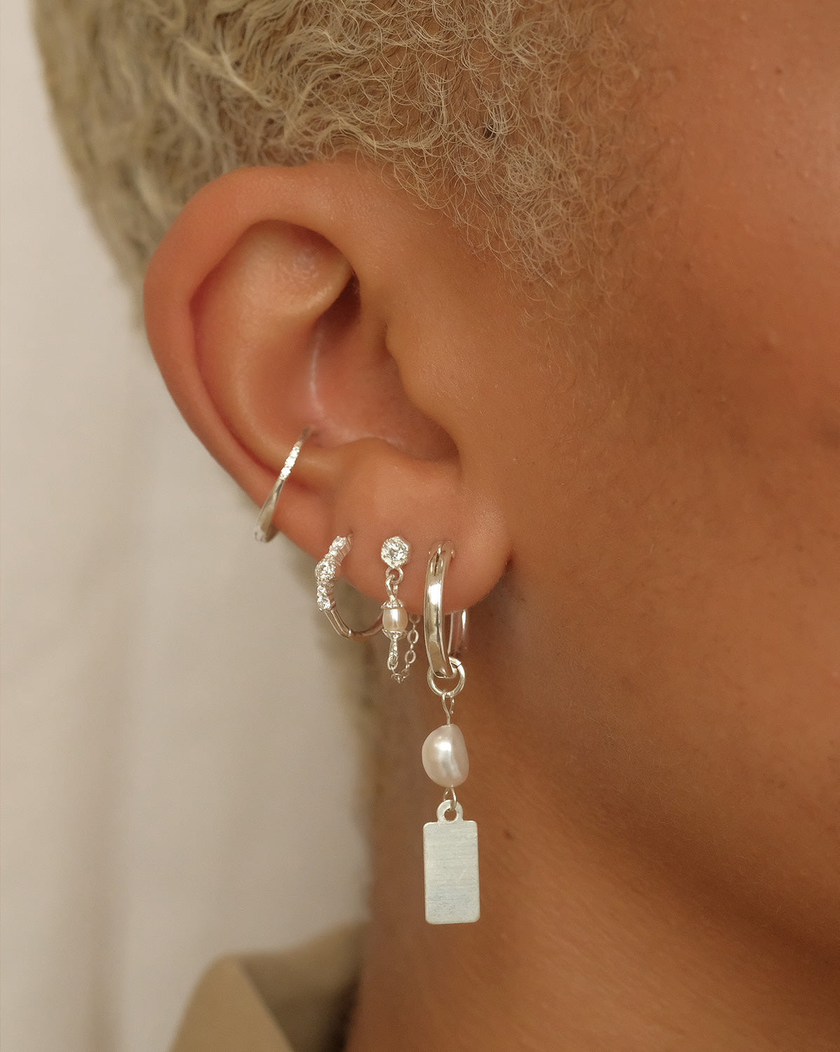 Sterling Silver Delia Pearl Drop Stud | S-kin Studio Jewelry | Ethical Piercing Earrings