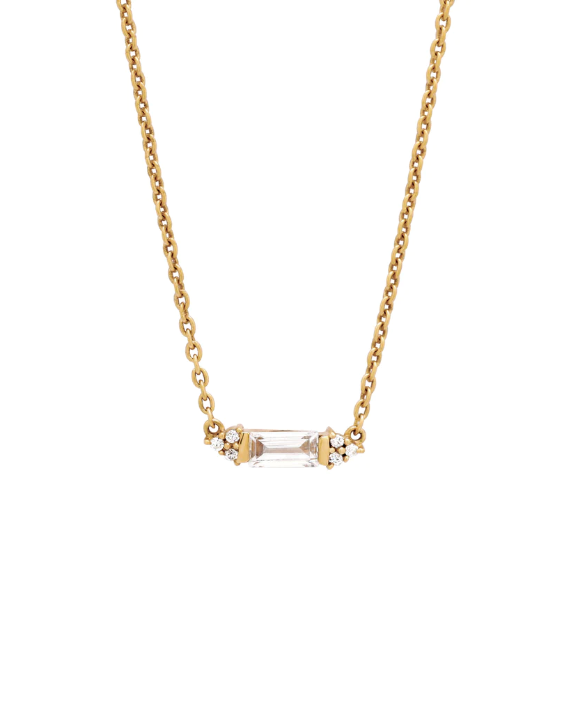 Victoria Solid Gold Baguette Diamond Necklace | 9K Solid Gold Necklaces | S-kin Studio Jewelry | Ethical Jewelry That Lasts