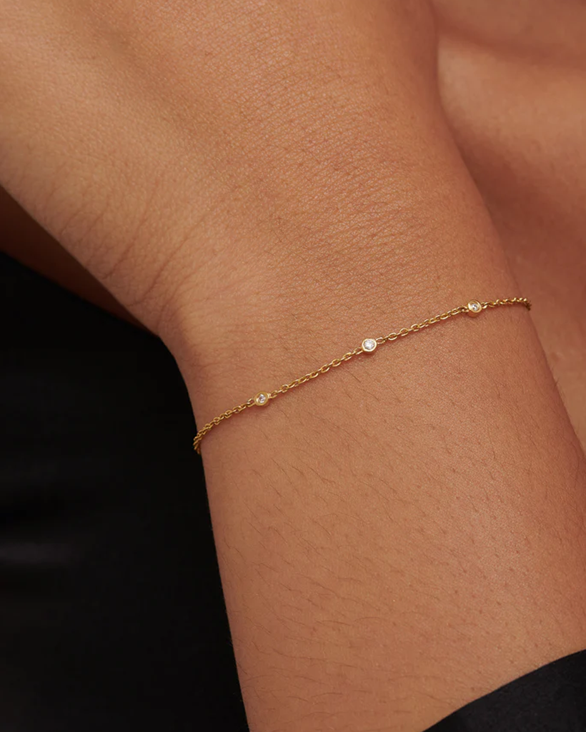Yuri Solid Gold Trio Diamond Bracelet | 9K Solid Gold Bracelets | S-kin Studio Jewelry | Ethical Jewelry That Lasts