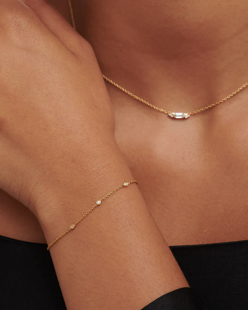 Yuri Solid Gold Trio Diamond Bracelet | 9K Solid Gold Bracelets | S-kin Studio Jewelry | Ethical Jewelry That Lasts