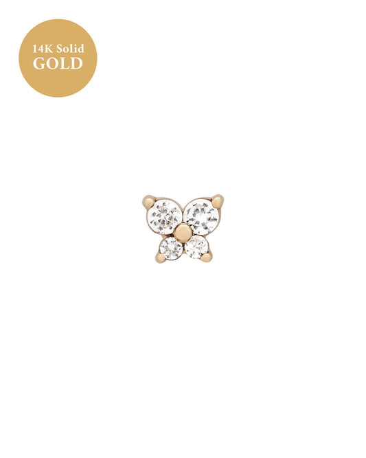 14K Solid Gold Cho Butterfly Single Stud | S-kin Studio Jewelry | Ethical Piercing Earrings