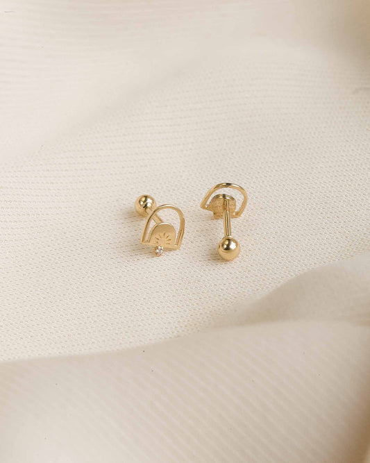 14K Solid Gold Dawn Single Stud | S-kin Studio Jewelry | Ethical Piercing Earrings