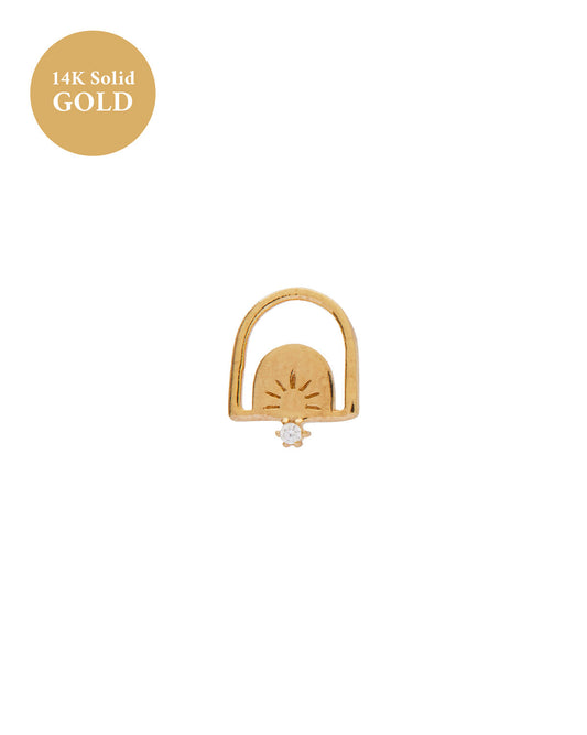 14K Solid Gold Dawn Single Stud | S-kin Studio Jewelry | Ethical Piercing Earrings