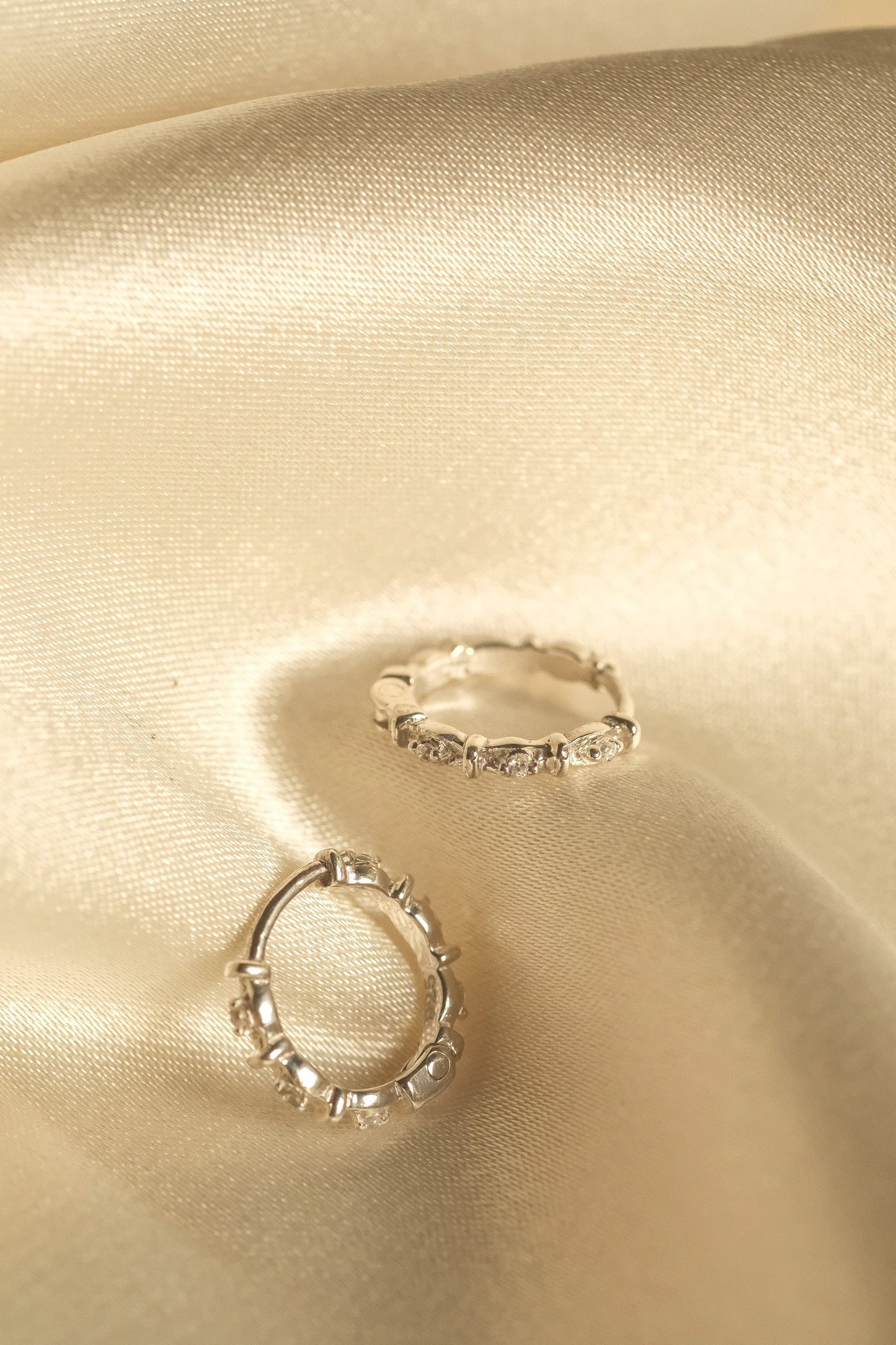 Madame Blanche Huggie Hoops - S-kin Studio Jewelry | Minimal Jewellery That Lasts.