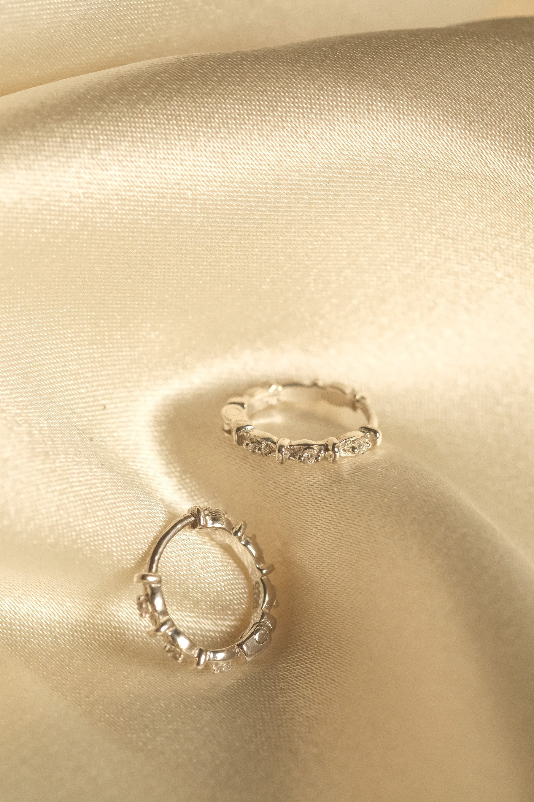 Madame Blanche Huggie Hoops - S-kin Studio Jewelry | Minimal Jewellery That Lasts.