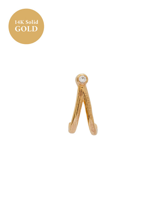 14K Solid Gold Faye Wishbone Single Stud | S-kin Studio Jewelry | Ethical Piercing Earrings