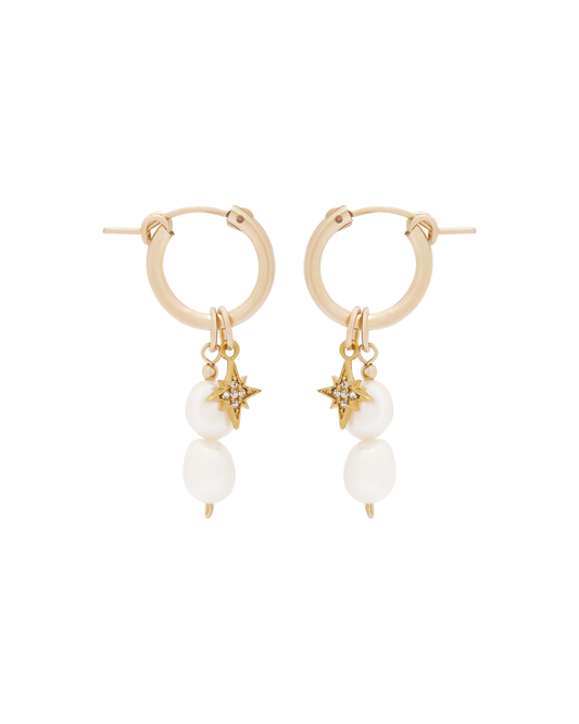 Hailey Double Pearl Starburst Hoops