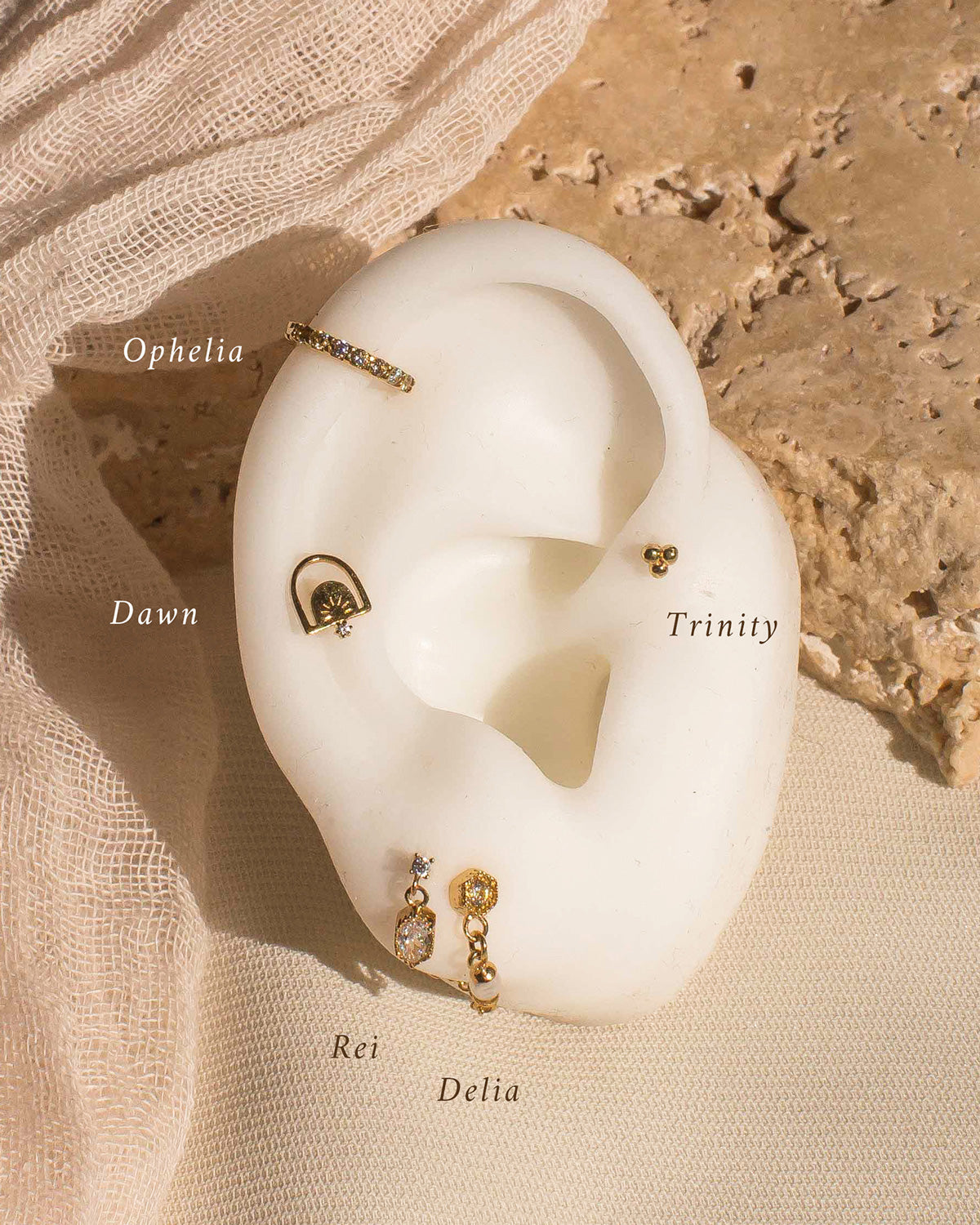 14K Solid Gold Rei Marquise Dangle Single Stud | S-kin Studio Jewelry | Ethical Piercing Earrings