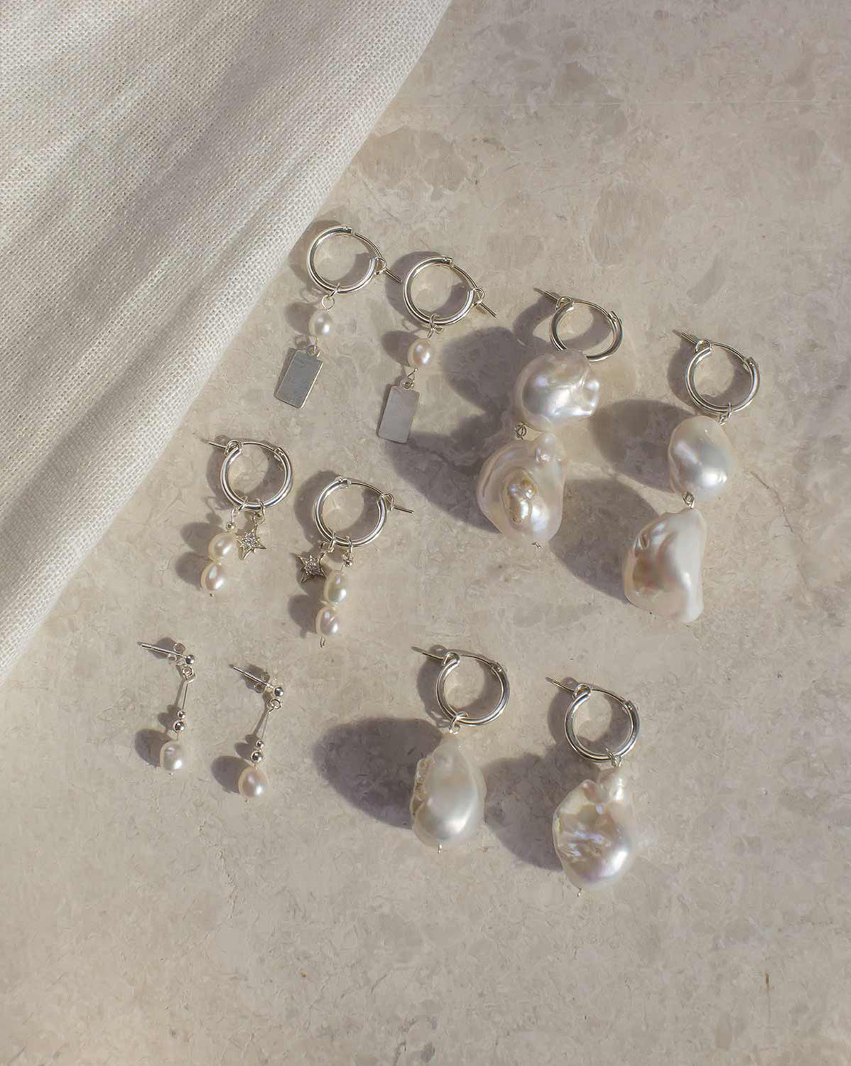Aphrodite Baroque Double Pearl Silver Earrings | S-kin Studio Jewelry | Ethical Pearl Wedding Earrings