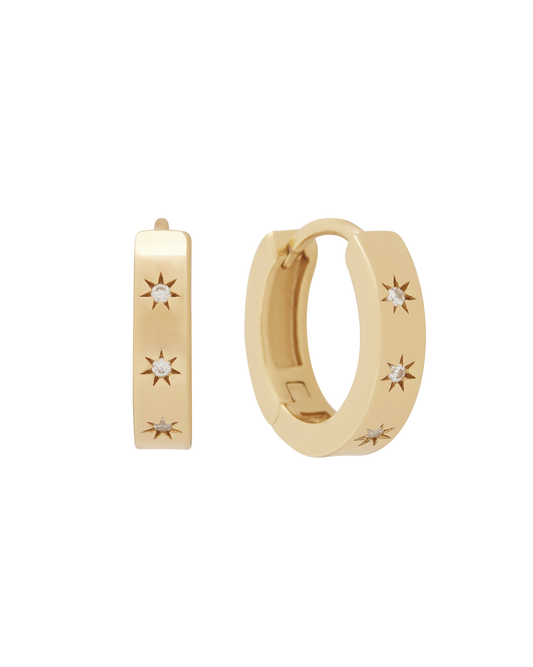 Solid Gold Aurora Bold Gemstone Hoops