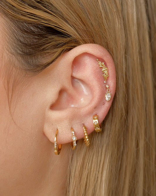 14K Solid Gold Bella Twist Huggie Hoops | S-kin Studio Jewelry | Ethical Piercing Earrings