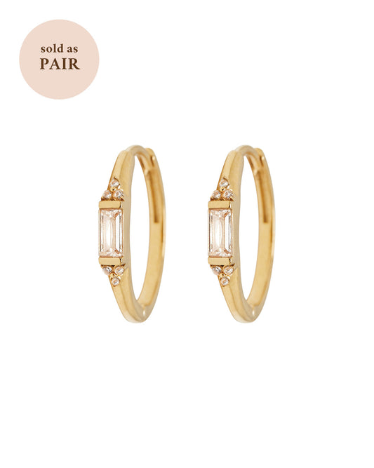 18K Gold Fill Caroline Baguette Hoops | S-kin Studio Jewelry | Ethical Piercing Earrings